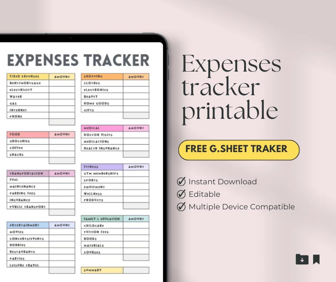 Expense Tracker Printable PDF | Minimal Budget Planner | Finance Sheet ...