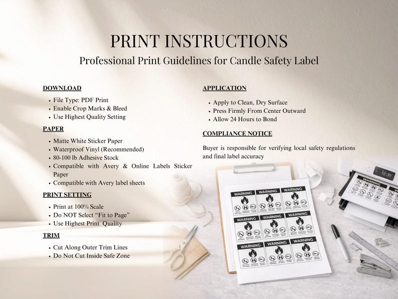 2x2 Candle Warning Label Template Canva | Candle Jar Bottom Safety ...