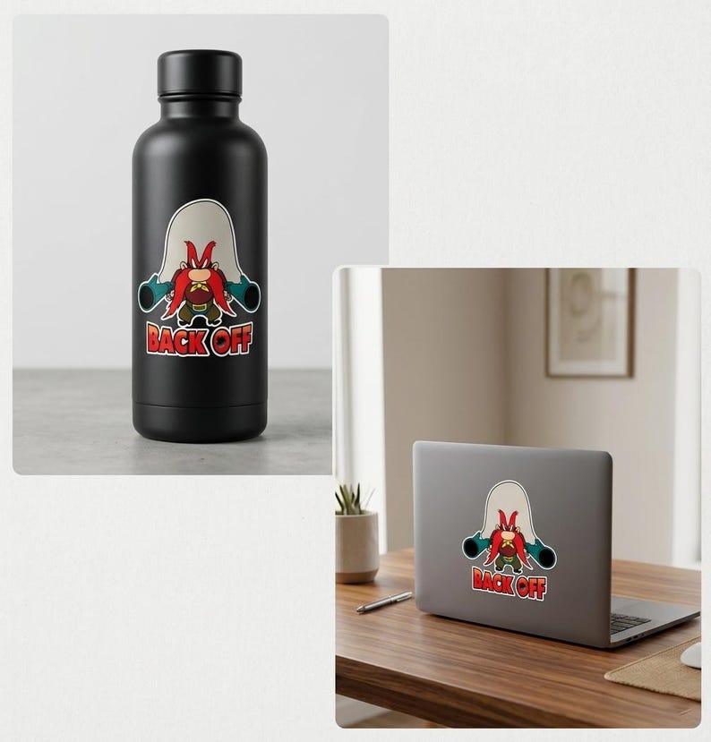 Back off Angry Cowboy Decal Sticker Pack of 2 Funny Bumper Window ...