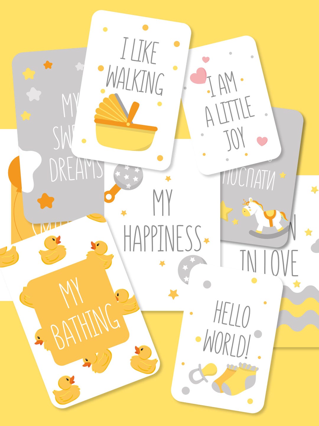 Baby Monthly Milestone Cards – Watercolor Photo Prop Set (3 Languages ...
