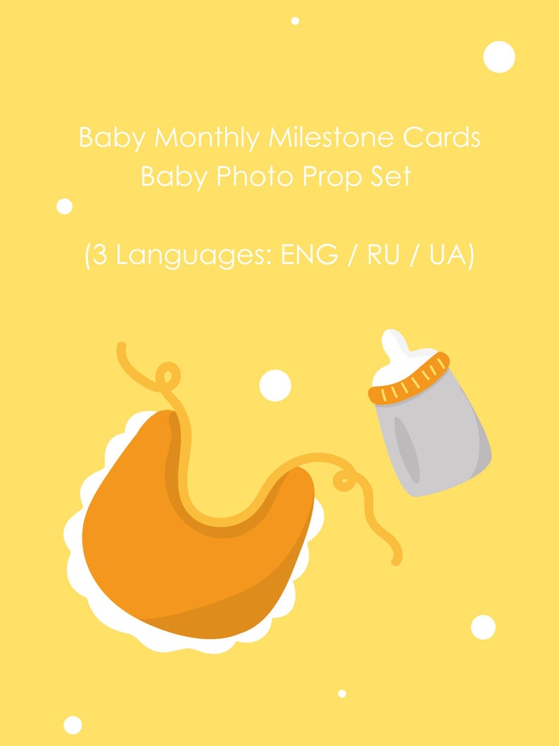 Baby Monthly Milestone Cards – Watercolor Photo Prop Set (3 Languages ...