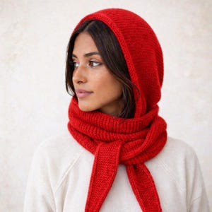 Patrón de tejido para bufanda con capucha Sofie, PDF de bufanda de punto fácil, patrón de bufanda con capucha de invierno para descarga digital