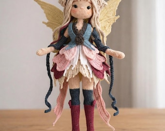 Patrón de muñeca de hada de ganchillo en PDF, patrón de hada amigurumi, patrón en español, tutorial de muñeca de fantasía, descarga instantánea, linda hada de ganchillo