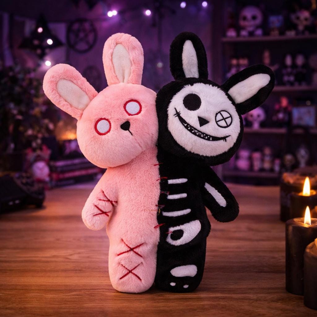 Stuffed Rabbit Skull Double Headed Skull Rabbit Plush Halloween Doll - Etsy