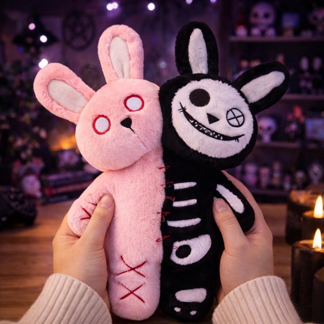 Stuffed Rabbit Skull Double Headed Skull Rabbit Plush Halloween Doll - Etsy