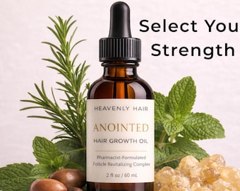 Pharmacist-Formulated Anointed Hair Growth Oil: Organic Alopecia Thinning Hair Solution, Argan Rosemary Peppermint Jojoba