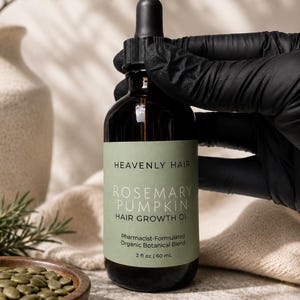 Rosemary Pumpkin Hair Growth Oil, Pharmacist-Formulated Organic DHT Blocker for Thinning Hair