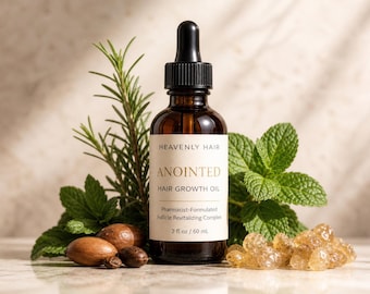 Pharmacist-Formulated Anointed Hair Growth Oil: Organic Alopecia Thinning Hair Solution, Argan Rosemary Peppermint Jojoba