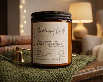 Vela Harriet Tubman / Vela con cita inspiradora / Vela de soja vertida a mano / Regalo significativo / Fragancia acogedora para el hogar / 227 g