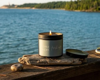Lake Views Fresh Coffee Cream Candle | 7 oz Soy Candle | Cozy Home Fragrance