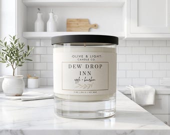 Vela Dew Drop Inn | Maçã e Bourbon | Vela de soja artesanal de 255g | Aroma aconchegante e reconfortante