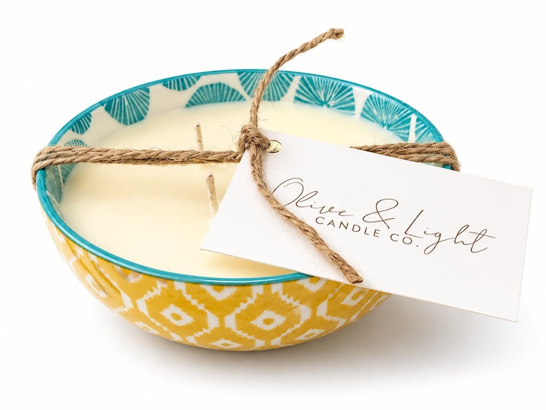 Mandarin & Lemon — 10 oz Candle — Colorful Ceramic Bowl