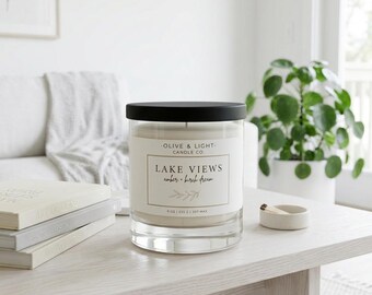Vela Lake Views / Coffee Sweet Cream, fragancia para un hogar acogedor, vela de soja de 255 g (9 oz)