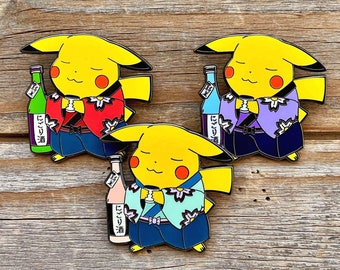 Pikachu Drinking Sake Pokemon Hard Enamel Pin