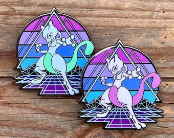 Synthwave Mewtwo Pokemon Hard Enamel Pin