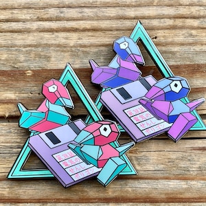 Pin de esmalte duro de Pokémon: Porygon, soldado eléctrico y vaporwave