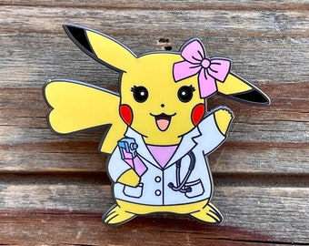 Female Doctor Pikachu Pokemon Hard Enamel Pin