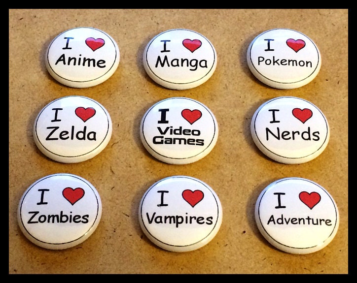 You Choose 1 - I Heart Fandom Button Pinback Pins