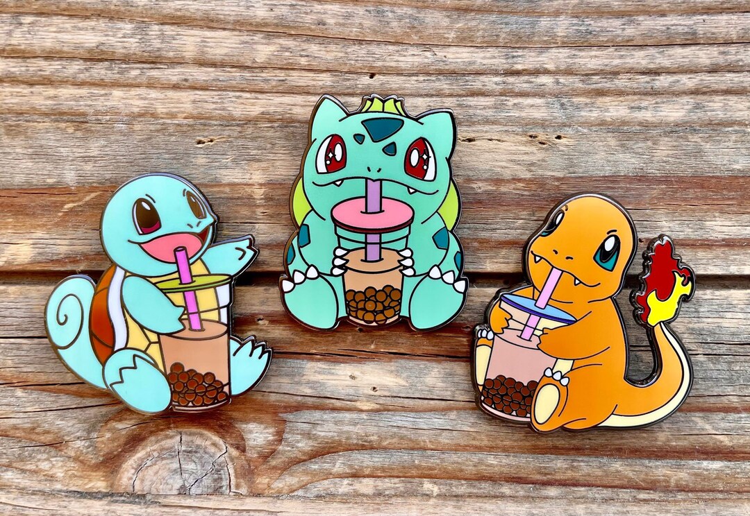 Pokemon Boba Friends Set of 3 Charmander, Bulbasaur, Squirtle Drinking