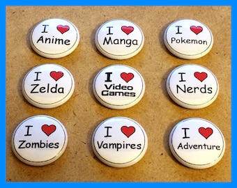 Choose 1 - I Heart Fandom Button Magnets