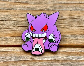 Gengar Eating Onigiri Rice Balls Pokemon Hard Enamel Pin