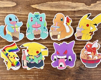 Build your own 1, 3, or 5 Pack of Pokemon Stickers! 3 Inch, Matte, Waterproof! (Leave me a note or send a message with your selections.)