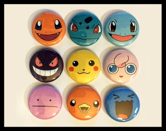 Choose 1 Pin - Pokemon Faces Button Pinback Pins