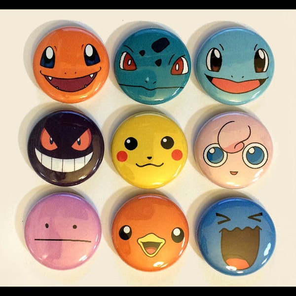 Choose 1 Pin - Pokemon Faces Button Pinback Pins