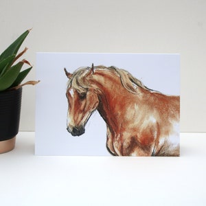 Carte d'art Suffolk Punch Horse - Carte d'anniversaire décor équin - Cadeau pour amateur de chevaux - Carte vierge pour ami - Carte de correspondance Heavy Horse - Cavalier
