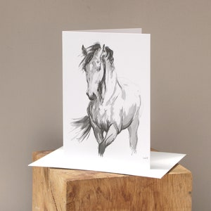 Minimalist horse art blank card - Equine art thank you card - Greetings card or birthday card - Ink sketch impressionist art note card