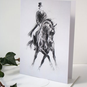 Dressage art horse card Birthday card or blank card Black & white equestrian art card A6 note card deisgned by artist image 2