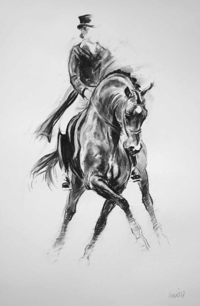 Dressage art horse card Birthday card or blank card Black & white equestrian art card A6 note card deisgned by artist image 4