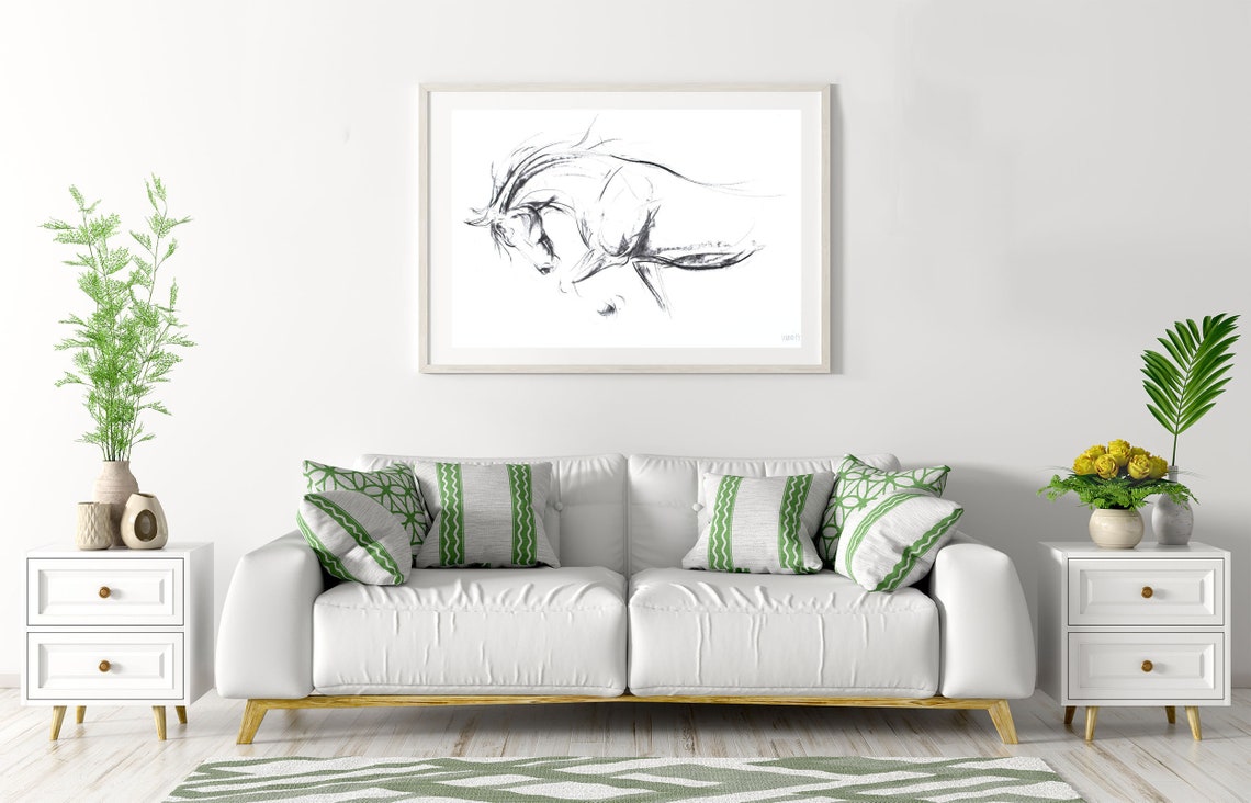 Contemporary minimalist horse art print Modern home decor | Etsy
