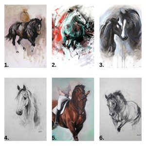 DESCONTO Cartões de arte de cavalo - Obrigado/cartão de aniversário em branco dentro - Presente para amante de equinos - Cartão de noivo/treinador de cavalo - 40 imagens equestres exclusivas