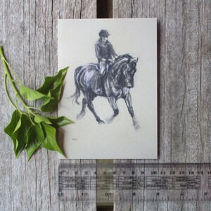 Dressage art horse card Birthday card or blank card Black & white equestrian art card A6 note card deisgned by artist image 7