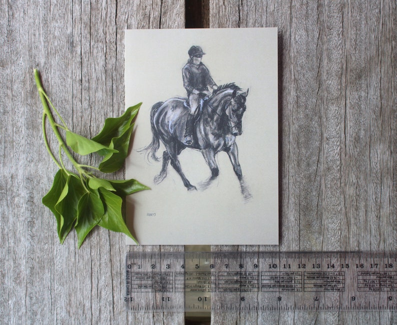 Dressage art horse card Birthday card or blank card Black & white equestrian art card A6 note card deisgned by artist image 7