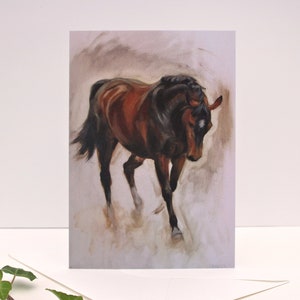 Carte d'art cheval/carte d'anniversaire - Carte vierge de remerciement artistique équin - Cadeau équestre unique pour cavalier/marié/entraîneur - Je pense à vous