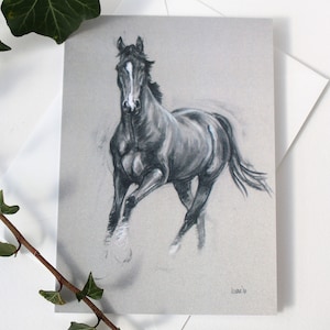 Carte d'anniversaire art cheval - Carte vierge pour toutes les occasions - Cadeau déco équine pour amateur de chevaux - Carte de remerciement conçue par l'artiste