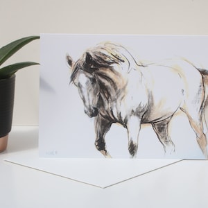Carte d'art cheval minimaliste - Carte d'anniversaire/de remerciement art équin - Carte de correspondance vierge de cavalier - Croquis d'art équestre - Cadeau pour marié/entraîneur