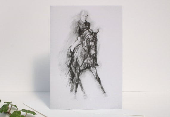 DRESSAGE Horse greetings card sport HORSES birthday card modern art equestrian 