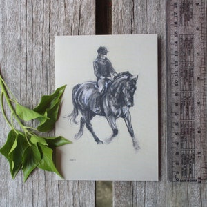 Dressage art horse card Birthday card or blank card Black & white equestrian art card A6 note card deisgned by artist image 6