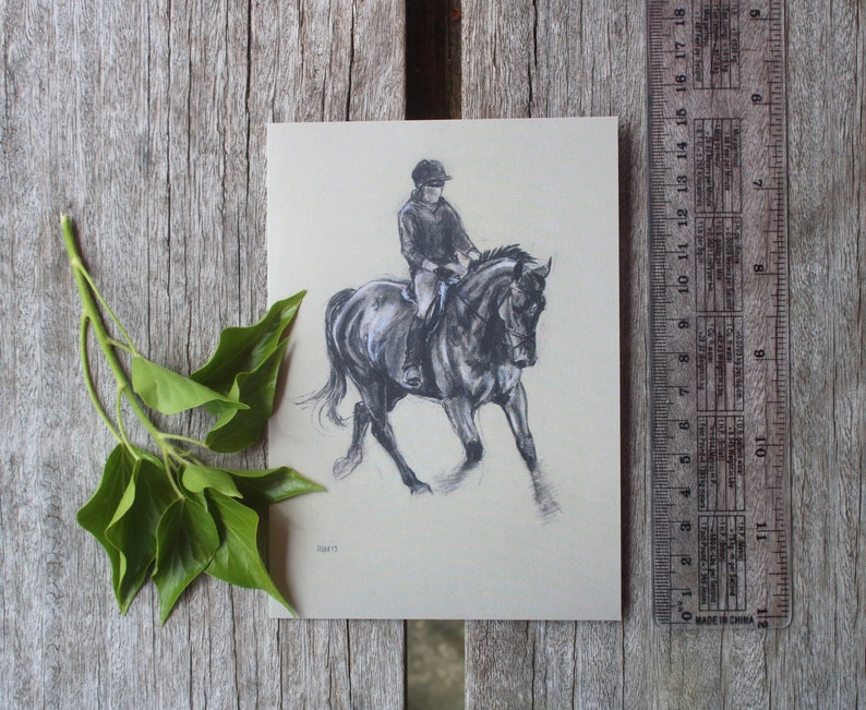 Dressage art horse card Birthday card or blank card Black & white equestrian art card A6 note card deisgned by artist image 6