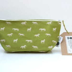 Horse wash bag or make up bag. Bright practical purse, cosmetics and toiletry gift for horse rider. Zipped storage pencil case gift for her.