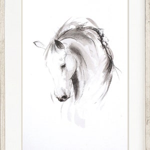 Contemporary horse art print Equine art ink art gift for horse lover Modern home decor Black and white animal art image 7