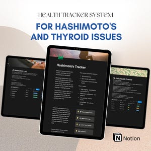 Plantilla de Notion para el seguimiento de la tiroiditis de Hashimoto: registro de síntomas tiroideos, energía y resultados de laboratorio.