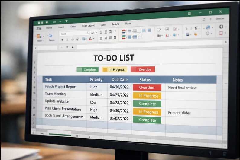 Visual Display Task List To-do List Template, Automated Task Tracker, Excel & Google Sheets ...