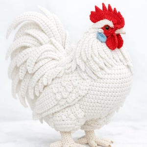 Realistische Hahn Anleitung gehäkelt Mabel Huhn Plushie Farmhaus Amigurumi Vogel Spielzeug Anleitung PDF Download