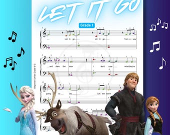 Let It Go Piano Sheet: Easy Grade 1 with Lyrics and Finger Numbers