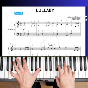 Brahms vaggvisa för piano (årskurs 2, färgnoter, MP3, video)