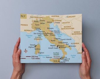 Italy and Islands Map: Travel Wall Art Printables (Sicily, Sardinia, Elba)